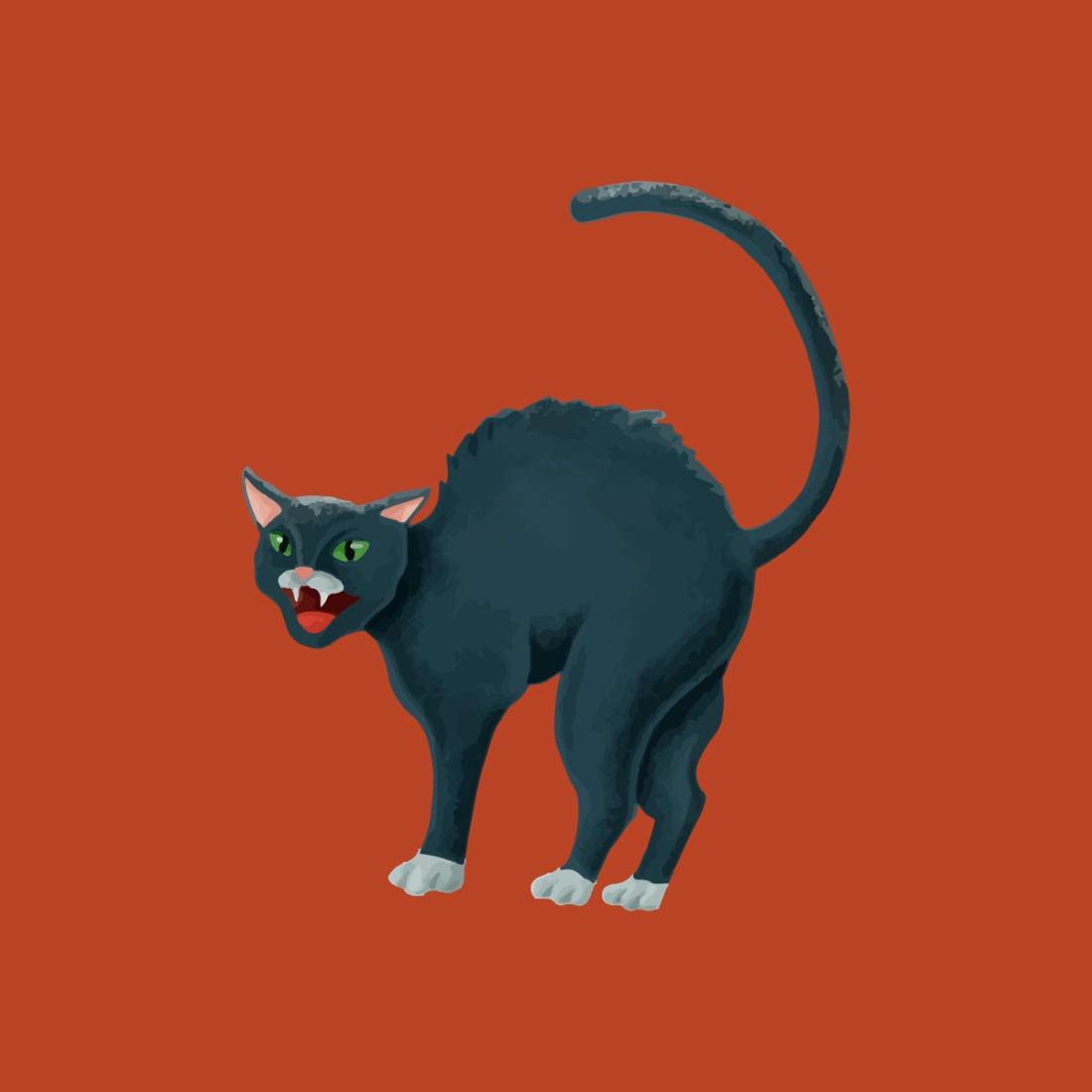 Illustration of black cat screaming
